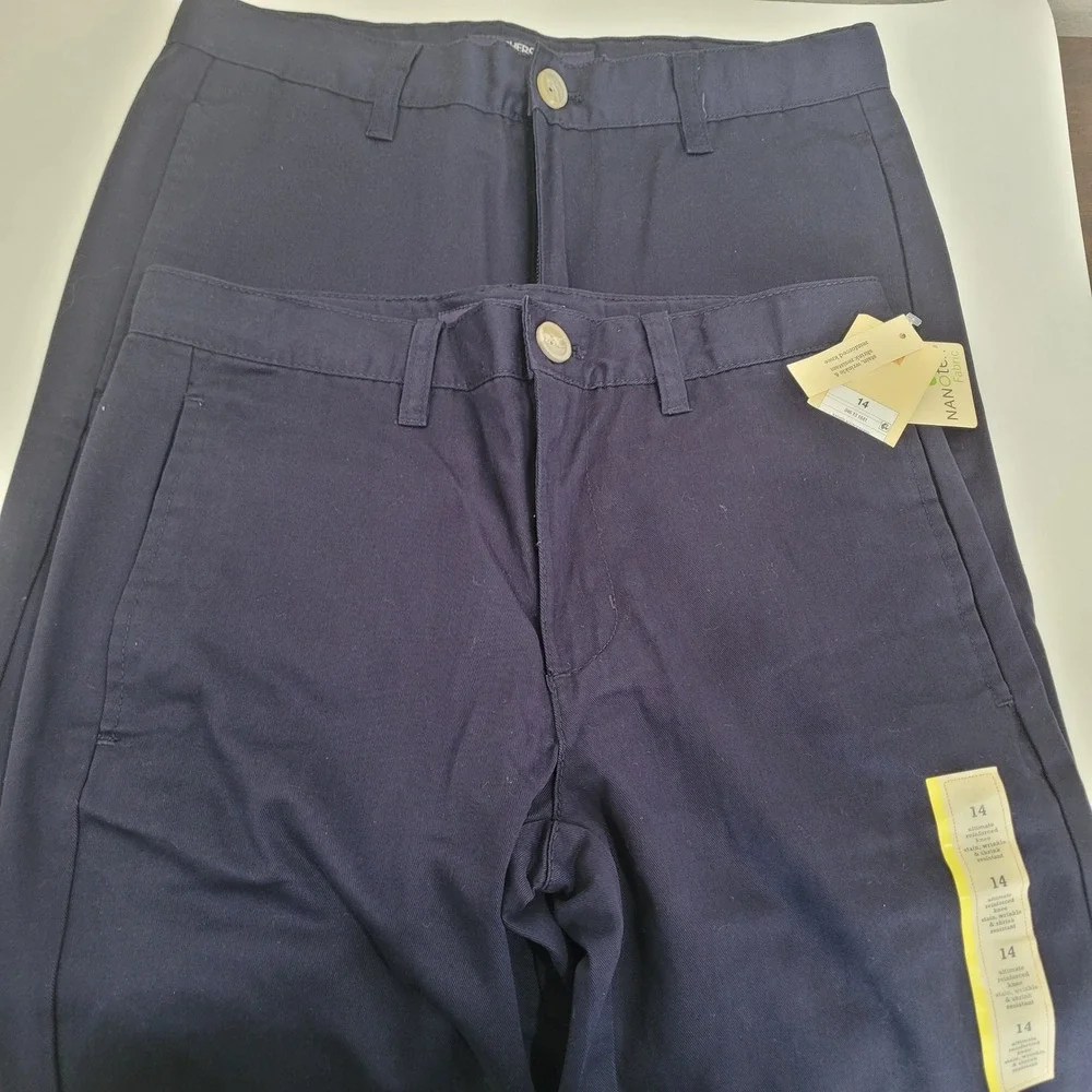 Cherokee Boys Ultimate Khaki Uniform‎ Pants Size 14 Xavier Navy Blue NWT 2 Pack
